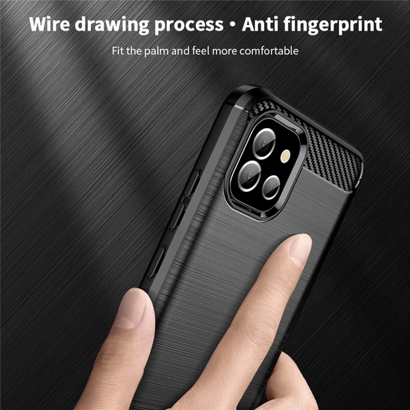 MOFI For Samsung Galaxy A03 (166.5mm) Brushed Surface Carbon Fiber Texture Flexible TPU Phone Case Shell - Grey