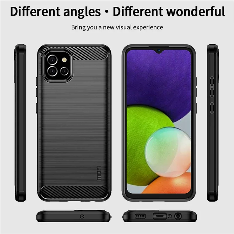 MOFI For Samsung Galaxy A03 (166.5mm) Brushed Surface Carbon Fiber Texture Flexible TPU Phone Case Shell - Grey