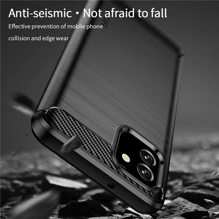MOFI Per Samsung Galaxy A03 (164,2 x 75,9 x 9,1 Mm) Texture in Fibra di Carbonio Antidrop Hock Respingente il Telefono TPU Spazzolato - Blu