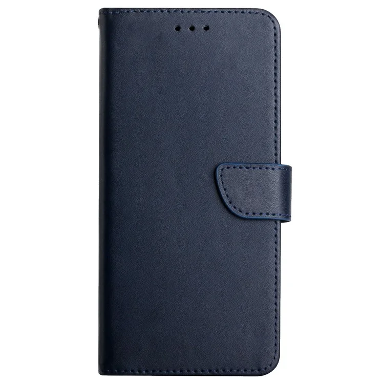 Für Samsung Galaxy A13 4G solide Farbe Nappa-Textur echtes Leder + TPU-Handyhülle Verstellbarer Ständer Wallet Folio Flip Cover - Blau