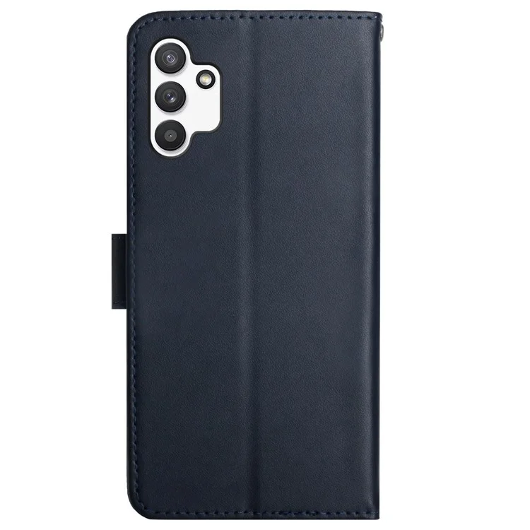 Für Samsung Galaxy A13 4G solide Farbe Nappa-Textur echtes Leder + TPU-Handyhülle Verstellbarer Ständer Wallet Folio Flip Cover - Blau