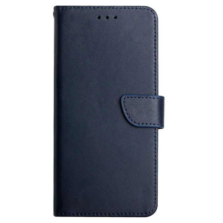 For Samsung Galaxy A03 (164.2x75.9x9.1mm) Nappa Texture Anti-scratch Folio Flip Mobile Phone Shell Genuine Leather + TPU Phone Case Stand Wallet Cover - Blue