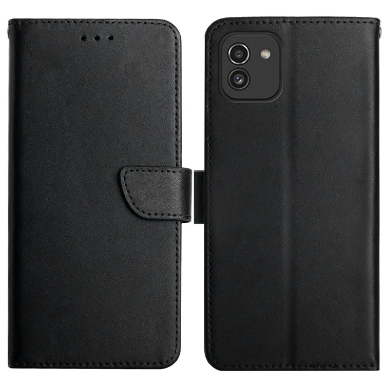 Для Samsung Galaxy A03 (164,2x75,9x9,1 Мм) Текстура Nappa Против Скрещивания Folip - Черный