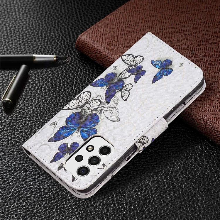 Patrón de absorción de impactos Impresión de folio Leather Stand Wallet Phone Case para Samsung Galaxy A53 5G - Mariposas