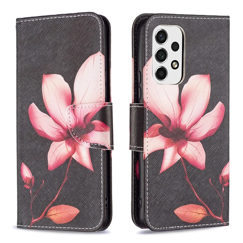 Shock Absorption Pattern Printing Folio Flip Leather Stand Wallet Phone Case for Samsung Galaxy A53 5G - Lotus