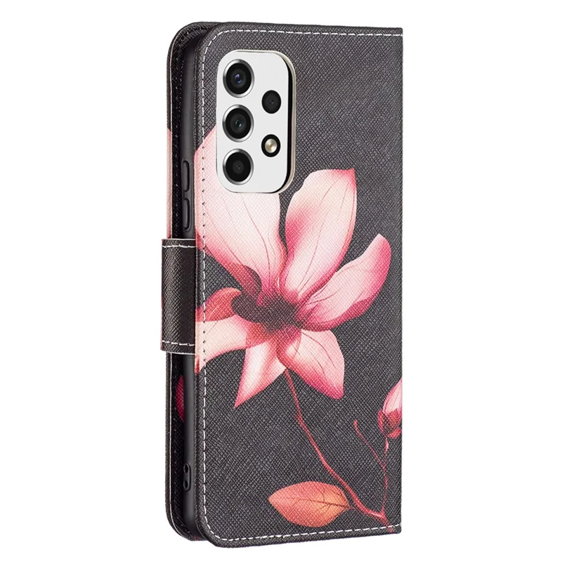 Shock Absorption Pattern Printing Folio Flip Leather Stand Wallet Phone Case for Samsung Galaxy A53 5G - Lotus
