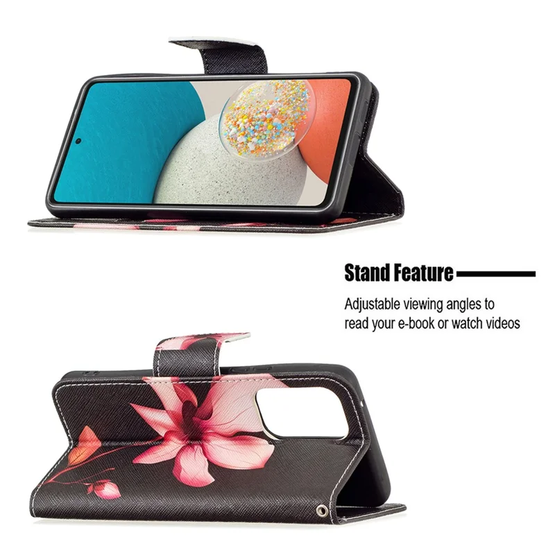 Shock Absorption Pattern Printing Folio Flip Leather Stand Wallet Phone Case for Samsung Galaxy A53 5G - Lotus