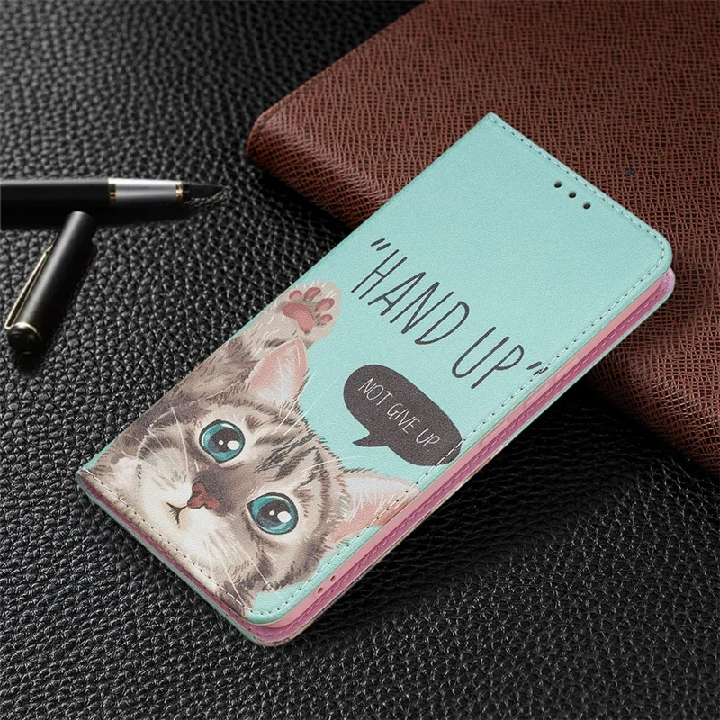 Magnetic Auto-absorbed Drop-resistant Pattern Printing Leather Case Wallet Stand Phone Flip Cover for Samsung Galaxy A53 5G - Cat