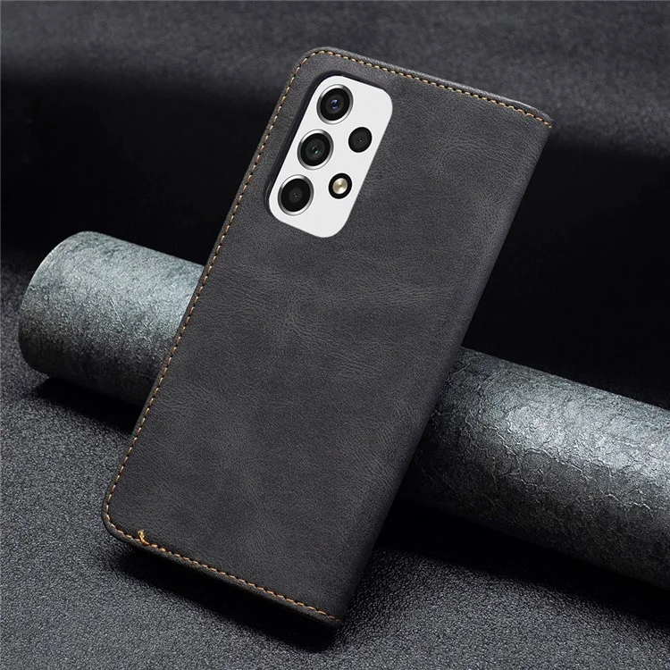 BINFEN COLOR BF08 Anti-fall Protection Phone Case Flip Design RFID Blocking Leather Stand Wallet Phone Cover Protector for Samsung Galaxy A53 5G - Black