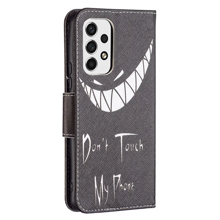 Pattern Printing PU Leather Folio Flip Adjustable Viewing Stand Wallet Cover Phone Case Shell per Samsung Galaxy A53 5G - Grin