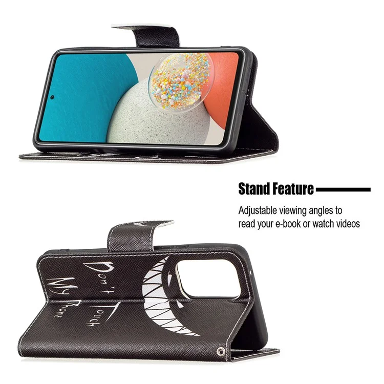 Pattern Printing PU Leather Folio Flip Adjustable Viewing Stand Wallet Cover Phone Case Shell per Samsung Galaxy A53 5G - Grin