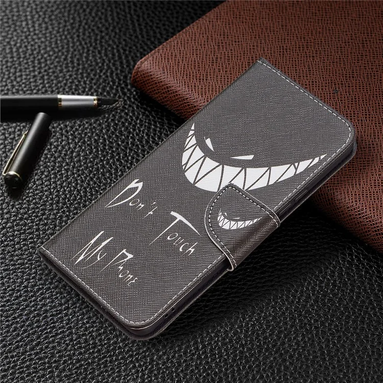Pattern Printing PU Leather Folio Flip Adjustable Viewing Stand Wallet Cover Phone Case Shell per Samsung Galaxy A53 5G - Grin
