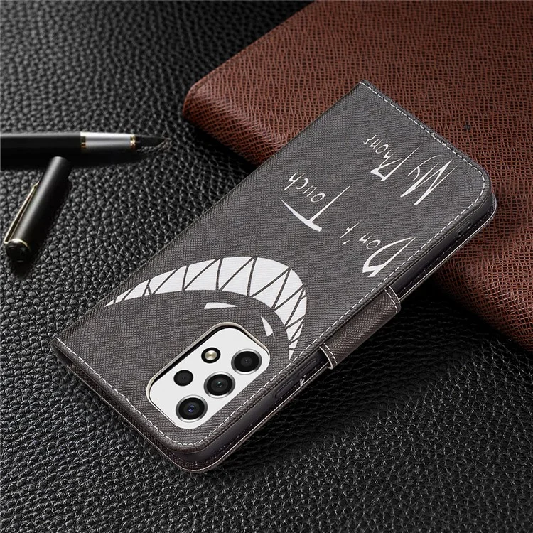 Pattern Printing PU Leather Folio Flip Adjustable Viewing Stand Wallet Cover Phone Case Shell per Samsung Galaxy A53 5G - Grin