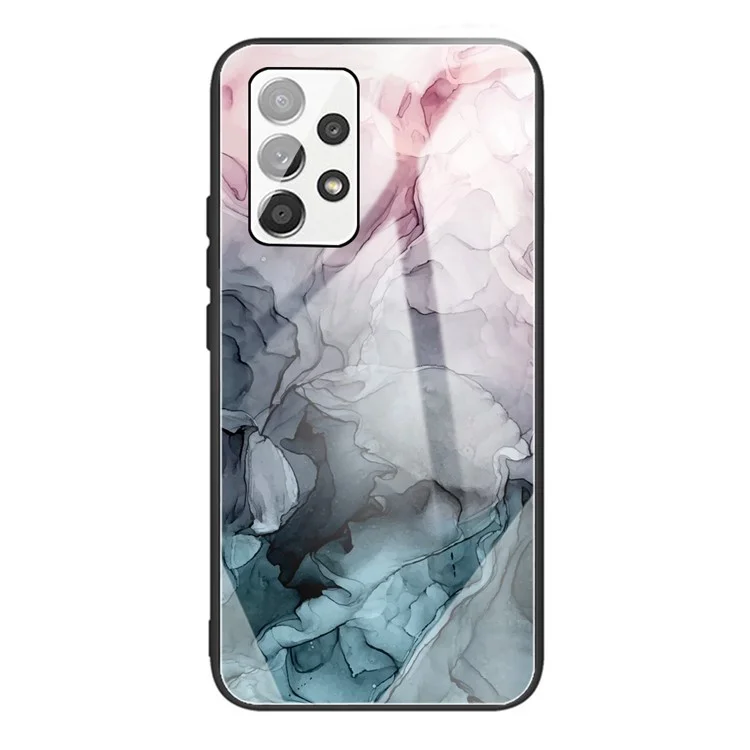 Для Samsung Galaxy A33 5G Pattern Printing Soft TPU Bumper Frame Shockproof Tempered Glass Back Cover - Style A