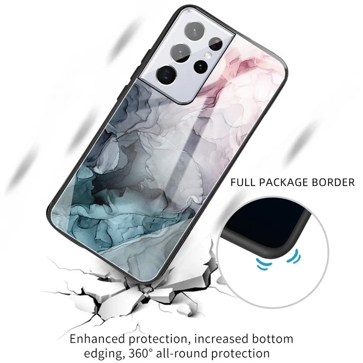 Для Samsung Galaxy A33 5G Pattern Printing Soft TPU Bumper Frame Shockproof Tempered Glass Back Cover - Style A