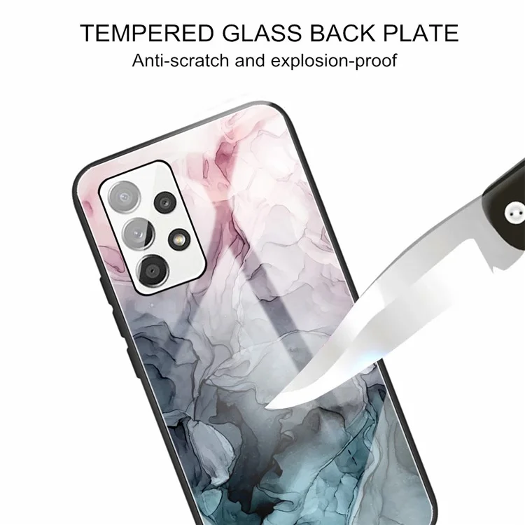 Для Samsung Galaxy A33 5G Pattern Printing Soft TPU Bumper Frame Shockproof Tempered Glass Back Cover - Style A