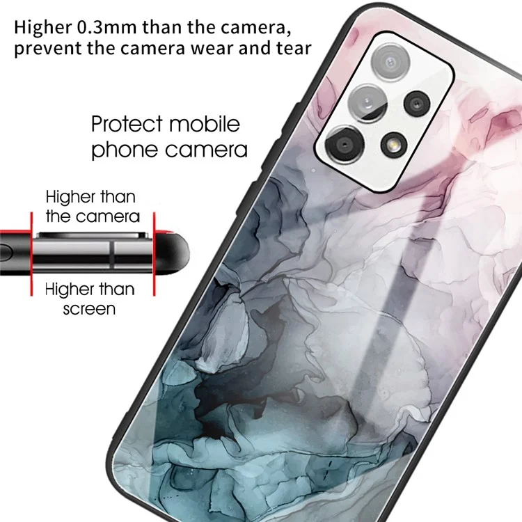 Для Samsung Galaxy A33 5G Pattern Printing Soft TPU Bumper Frame Shockproof Tempered Glass Back Cover - Style A