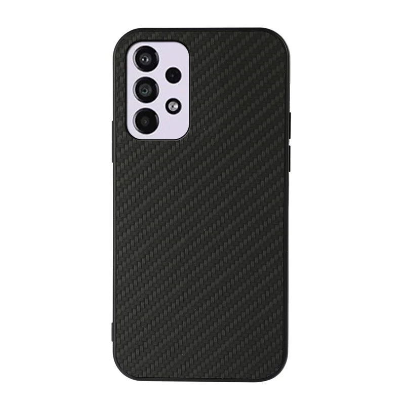 Carbon Fiber Texture PU Leather + PC + TPU Scratch-resistant Phone Case Shell for Samsung Galaxy A33 5G - Black
