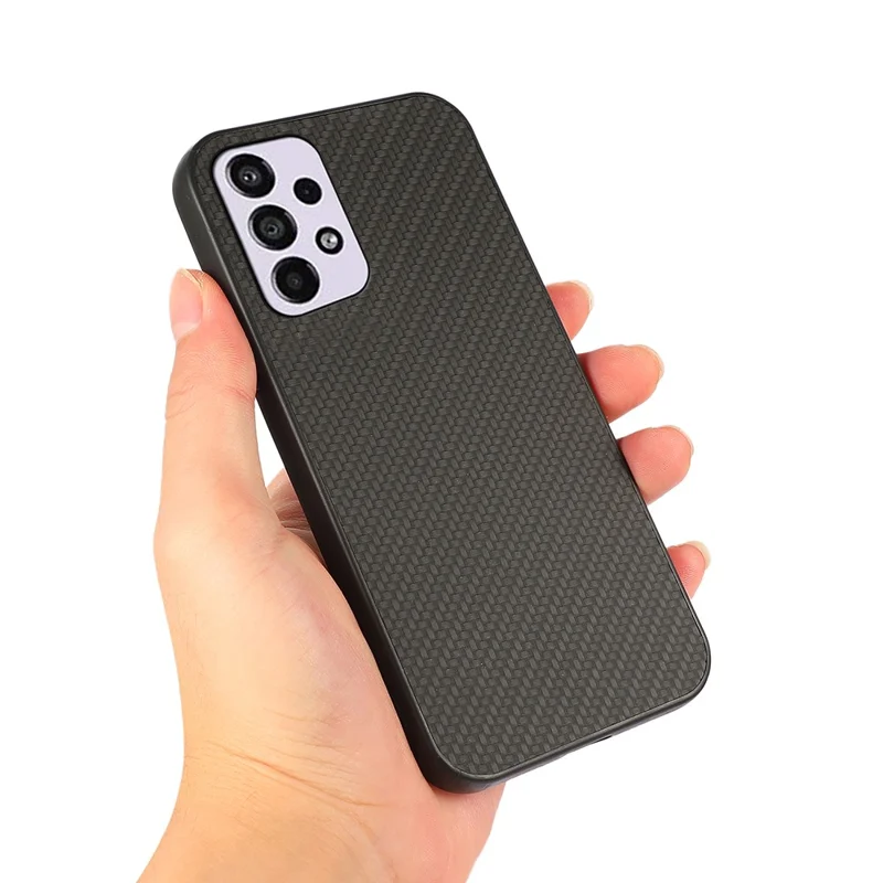 Carbon Fiber Texture PU Leather + PC + TPU Scratch-resistant Phone Case Shell for Samsung Galaxy A33 5G - Black