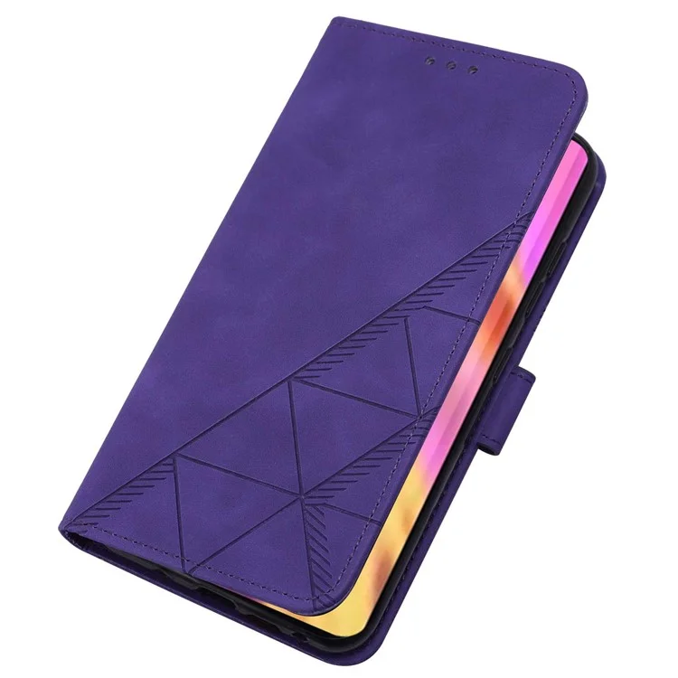 Серия PB2-1 Линии принтера PU Leather Hands-free Stand Wallet Phone Cover Magnetic Clasp Case with Shoulder Strap for Samsung Galaxy S22 Ultra 5G - Purple