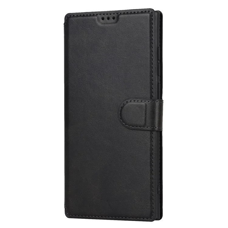 Retro Matte PU Leather Case Wallet Flip Stand TPU Shockproof Cover with RFID Blocking for Samsung Galaxy S22 Ultra 5G - Black