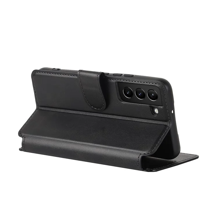 Capa de Carteira Vintage Texture Matte PU Leather Folio Flip Stand RFID Blocking Magnetic para Samsung Galaxy S22 5G - Preto