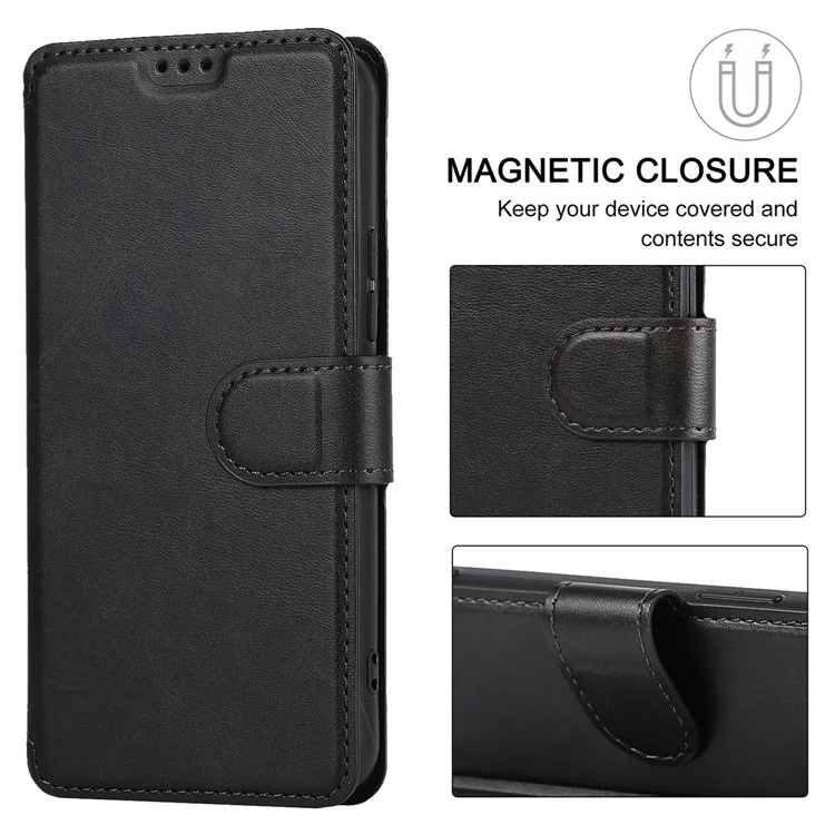 Vintage Texture Matte PU Leather Folio Flip Stand Case RFID Blocking Magnetic Wallet Cover for Samsung Galaxy S22 5G - Black