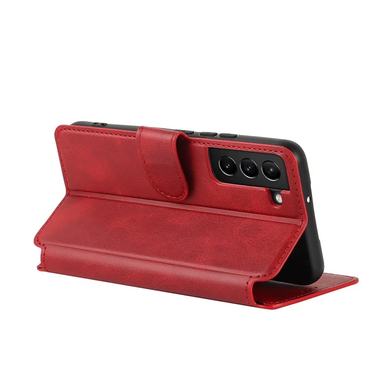 Textura Vintage Foste Fólio de Couro Flip Stand Capa Rfid Bloqueando Tampa da Carteira Magnética Para Samsung Galaxy S22 5g - Vermelho