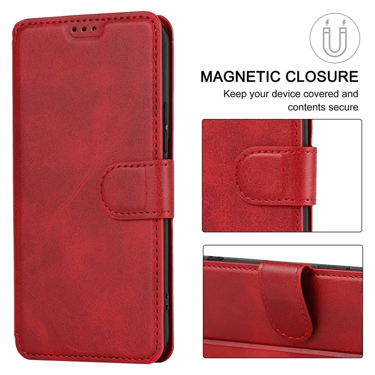 Textura Vintage Foste Fólio de Couro Flip Stand Capa Rfid Bloqueando Tampa da Carteira Magnética Para Samsung Galaxy S22 5g - Vermelho