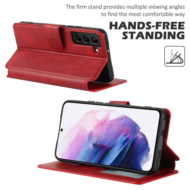Textura Vintage Foste Fólio de Couro Flip Stand Capa Rfid Bloqueando Tampa da Carteira Magnética Para Samsung Galaxy S22 5g - Vermelho