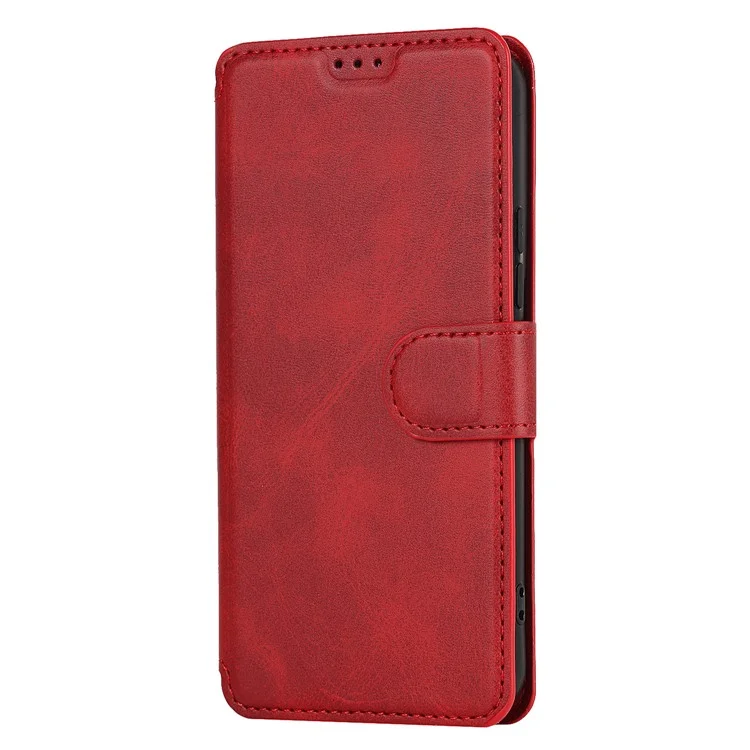 Textura Vintage Foste Fólio de Couro Flip Stand Capa Rfid Bloqueando Tampa da Carteira Magnética Para Samsung Galaxy S22 5g - Vermelho