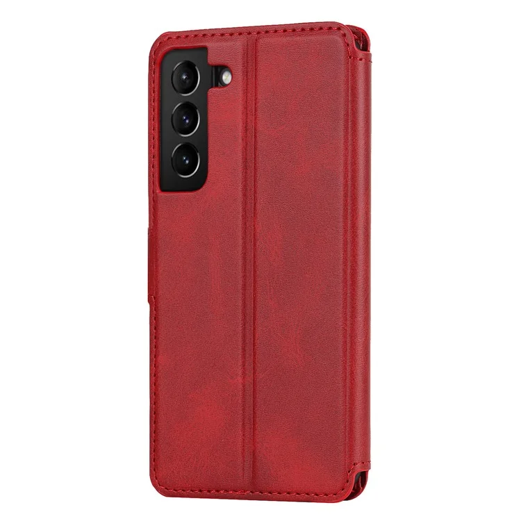 Textura Vintage Foste Fólio de Couro Flip Stand Capa Rfid Bloqueando Tampa da Carteira Magnética Para Samsung Galaxy S22 5g - Vermelho