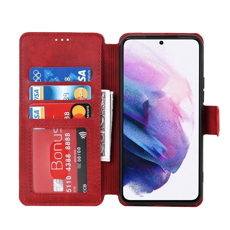 Textura Vintage Foste Fólio de Couro Flip Stand Capa Rfid Bloqueando Tampa da Carteira Magnética Para Samsung Galaxy S22 5g - Vermelho