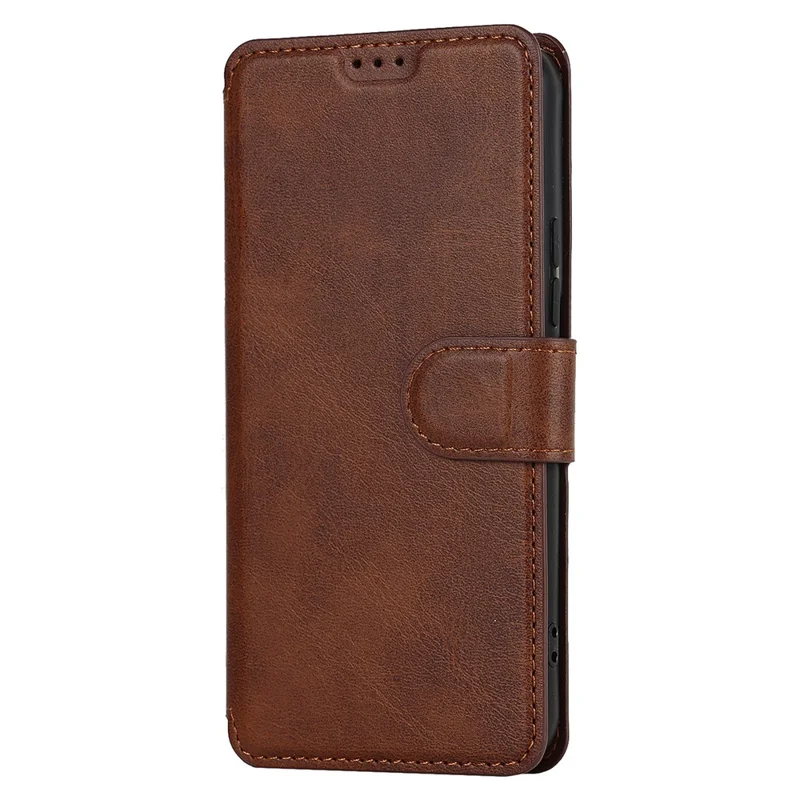 Vintage Texture Matte PU Leather Folio Flip Stand Case RFID Blocking Magnetic Wallet Cover for Samsung Galaxy S22 5G - Dark Brown