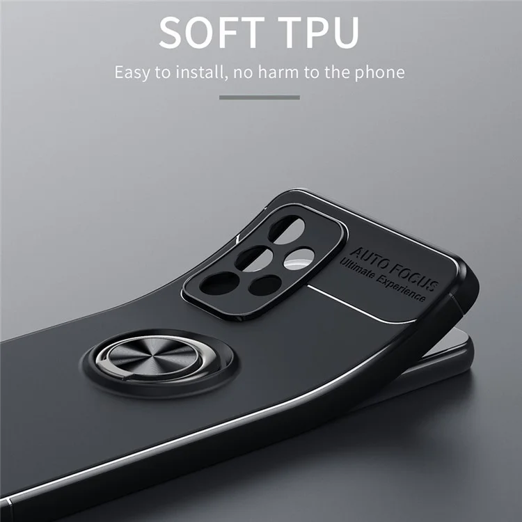 Tpu-telefonhülle Anti-fingerabdruck-telefonschutzabdeckung Mit Magnetring-kickstand Für Samsung Galaxy A53 5G - Schwarz