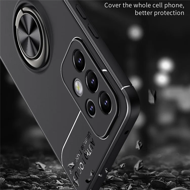 TPU Téléphone Couverture de Protection du Téléphone Anti-doigt-doigt Avec Botté de Bague Magnétique Pour Samsung Galaxy A53 5G - le Noir