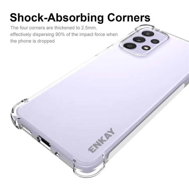 ENKAY HAT PRINCE Enhanced Four Corner Fall Protection Phone Case Anti-slip Edge Crystal TPU Cover Shell for Samsung Galaxy A33 5G