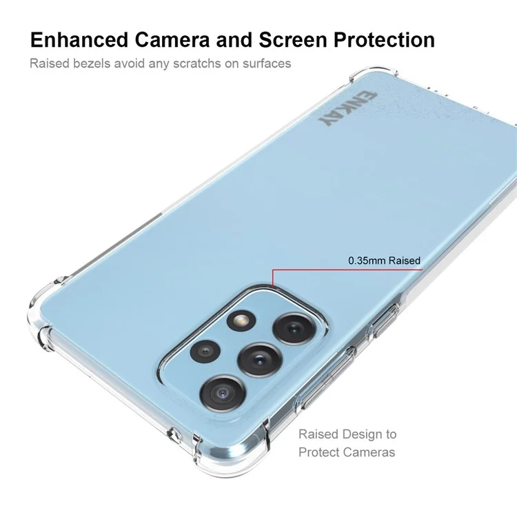 ENKAY HAT PRINCE Thickened Four Corners Anti-slip Side Strip Transparent TPU Case Protective Phone Cover for Samsung Galaxy A73