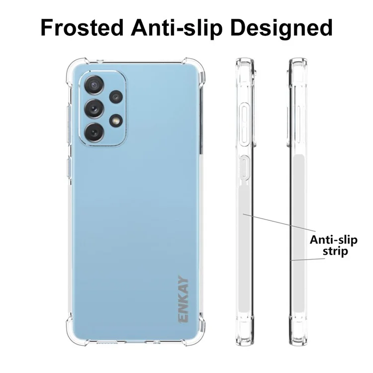 ENKAY HAT PRINCE Thickened Four Corners Anti-slip Side Strip Transparent TPU Case Protective Phone Cover for Samsung Galaxy A73