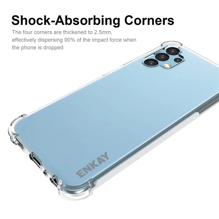 ENKAY HAT PRINCE for Samsung Galaxy A13 4G Anti-slip Strip Edge Shockproof Corners Phone Shell Crystal Clear Soft TPU Cover