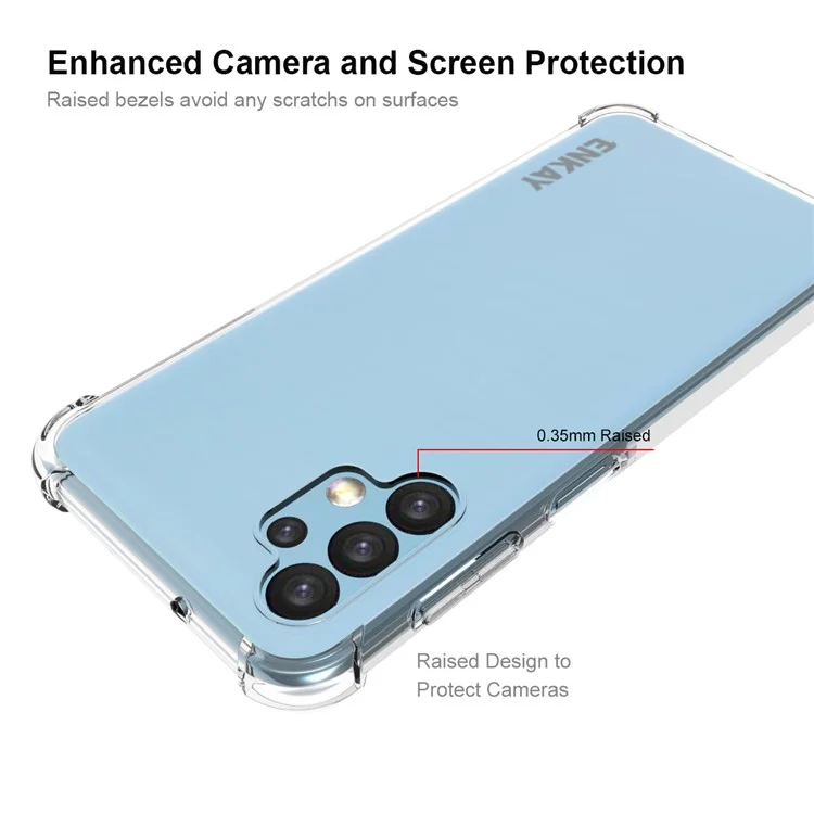 ENKAY HAT PRINCE for Samsung Galaxy A13 4G Anti-slip Strip Edge Shockproof Corners Phone Shell Crystal Clear Soft TPU Cover