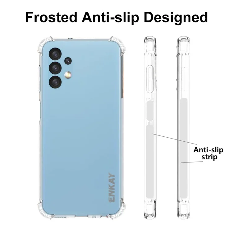 ENKAY HAT PRINCE for Samsung Galaxy A13 4G Anti-slip Strip Edge Shockproof Corners Phone Shell Crystal Clear Soft TPU Cover