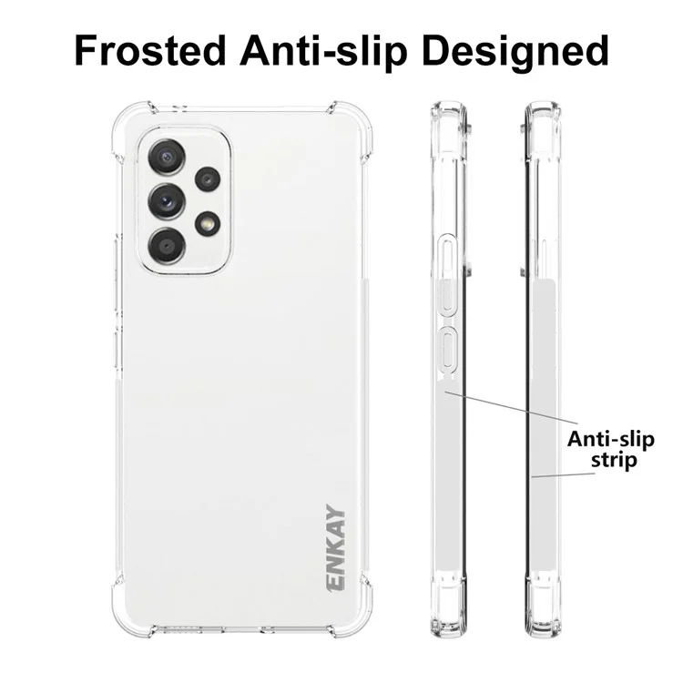 ENKAY HAT PRINCE Shockproof Reinforced Corners Anti-slip Side Strip Transparent TPU Case Phone Cover for Samsung Galaxy A53 5G