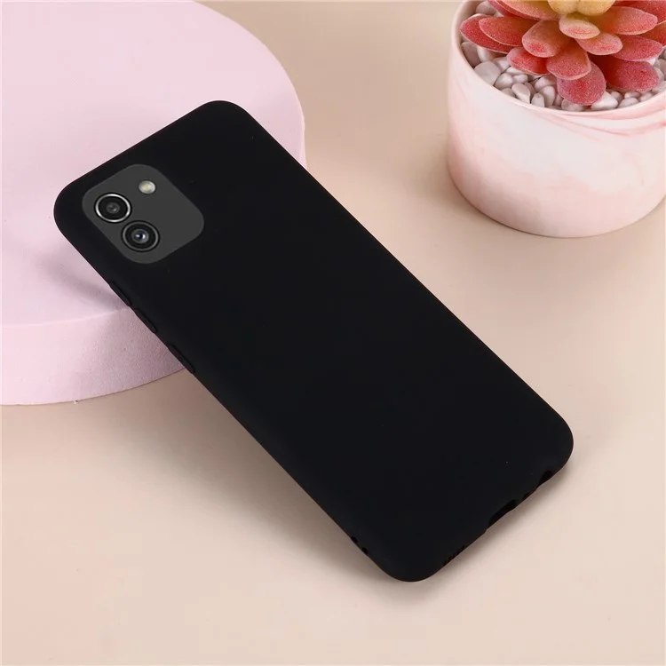 Per Samsung Galaxy A03 (164,2 x 75,9 x 9,1 mm) Fodera in microfibra Resistente ai graffi Custodia per telefono in silicone liquido morbido con cinturino - Nero