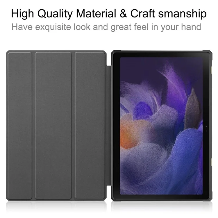 Para Samsung Galaxy Tab A8 10.5 (2021) Funda de tableta de cuero sintético con soporte plegable Tri-fold Cubierta plegable inteligente Despertar / Dormir automático - Rojo