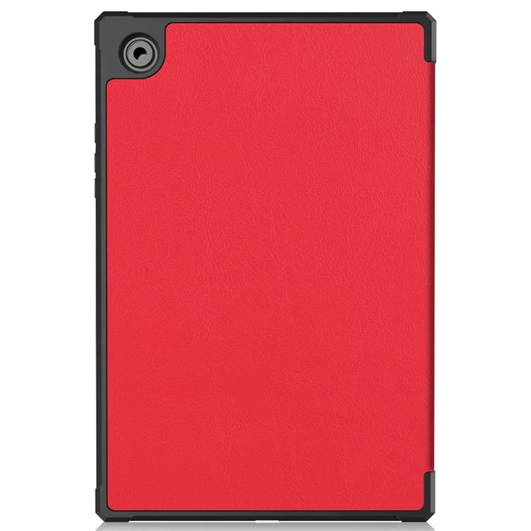 Para Samsung Galaxy Tab A8 10.5 (2021) Funda de tableta de cuero sintético con soporte plegable Tri-fold Cubierta plegable inteligente Despertar / Dormir automático - Rojo