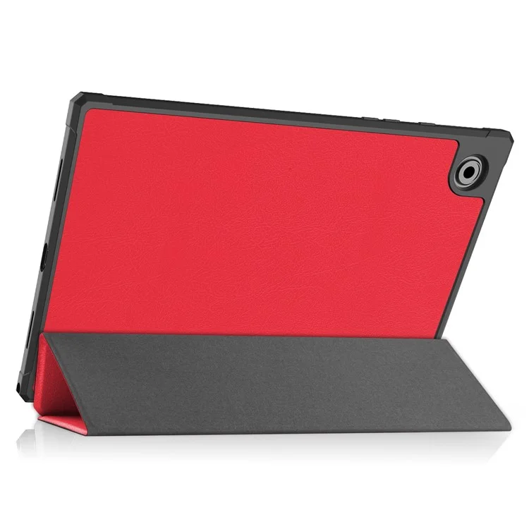 Para Samsung Galaxy Tab A8 10.5 (2021) Funda de tableta de cuero sintético con soporte plegable Tri-fold Cubierta plegable inteligente Despertar / Dormir automático - Rojo