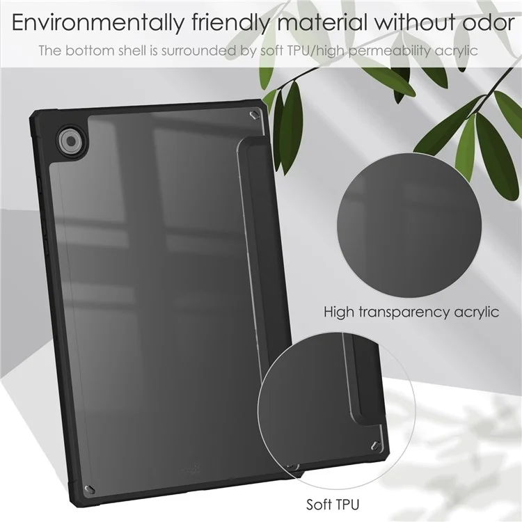 Copertura Per Pelliccia in Pelle PU Custodia Protettiva Con Back Duro Con Auto Wake/Sleep Per Samsung Galaxy Tab A8 10.5 (2021) - Nero