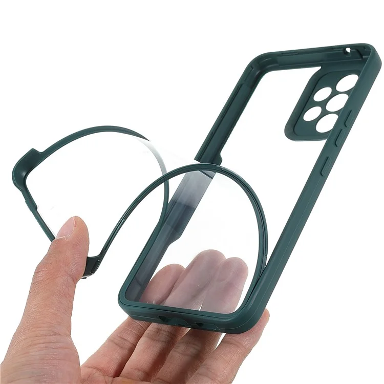 PET-Displayschutzfolie + Acryl-Rückwand + TPU-Rahmen Abnehmbar 2-in-1 Anti-Scratch-Hülle Für Samsung Galaxy A53 5G - Mitternachtsgrün.