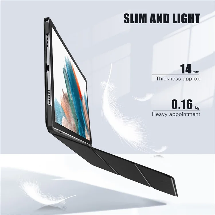 Auto Sleep/Wake Slim Lightweight Tri-fold Stand Case Hard PC Back Cover for Samsung Galaxy Tab A8 10.5 (2021) - Black
